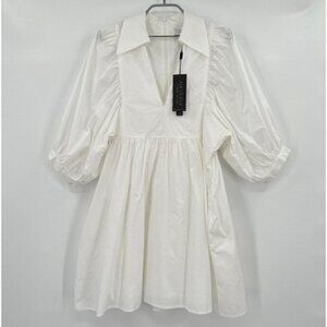 Hunter Bell White Noah Dress sz S Small NWT Collared Cotton Mini Swing $395